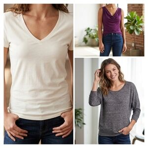 Old Navy Women’s Small Tops Bundle 3pc V-Neck Tee Cowl Neck Blouse Dolman Sleeve